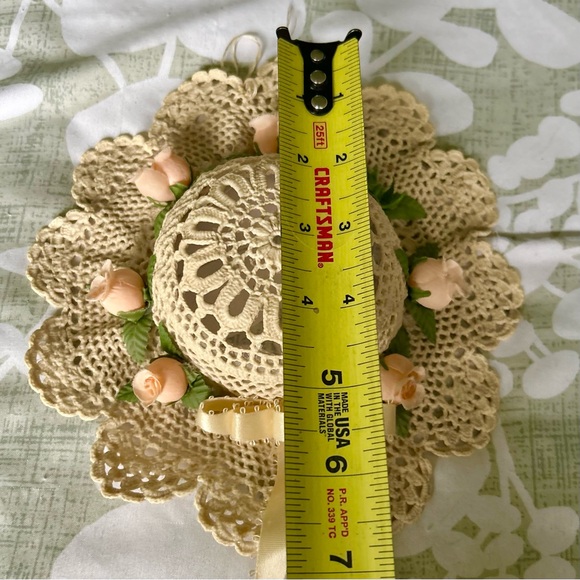 VTG Cottagecore Farmhouse Meadow Faux Material Hat Lace Tassel Wall Decor Art - Picture 7 of 8